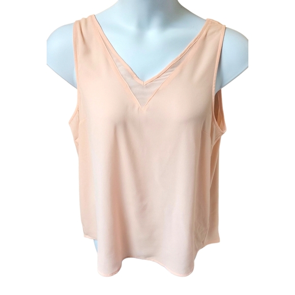 MAURICE'S Pink Sheer Inset V-Neck Tank Top Size Large - Picture 4 of 12